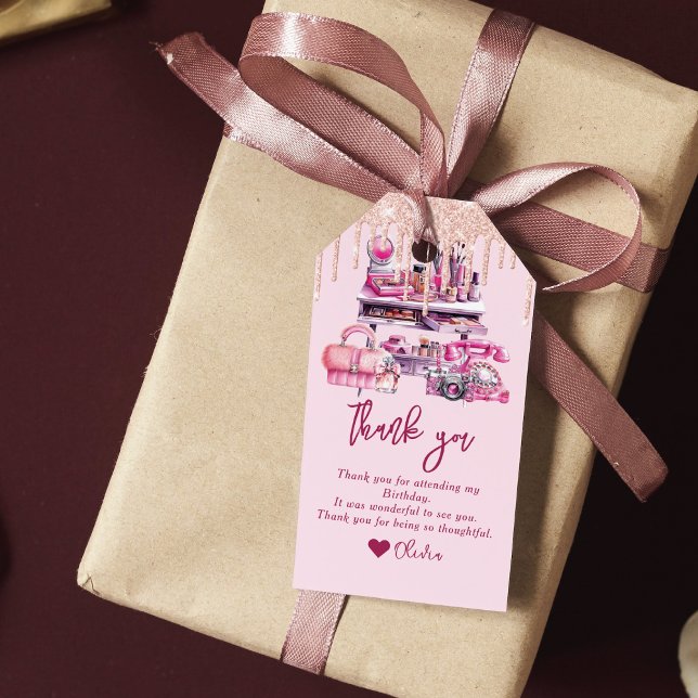 Personlig Glam Makeup Birthday Presentetikett (Skapare uppladdad)