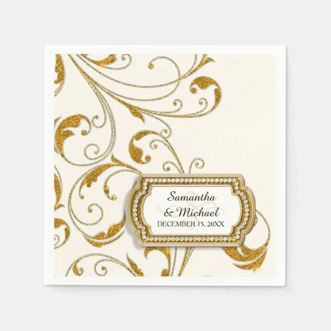 Personlig Glam Old Hollywood Reisy Tie Pappersservett (Framsidan)