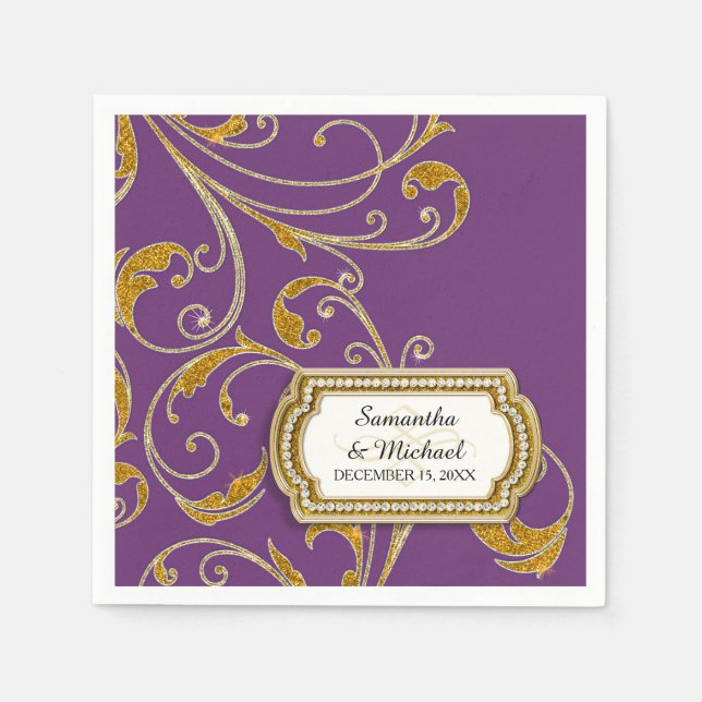 Personlig Glam Old Hollywood Reisy Tie Pappersservett (Framsidan)