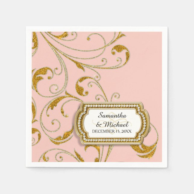 Personlig Glam Old Hollywood Reisy Tie Pappersservett (Framsidan)