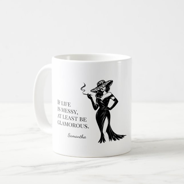 Personlig Glam Stil Citat Design Kaffemugg (Framsida vänster)