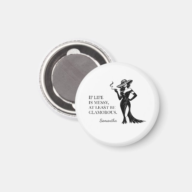 Personlig Glam Stil Citat Design  Magnet (Front/Back)