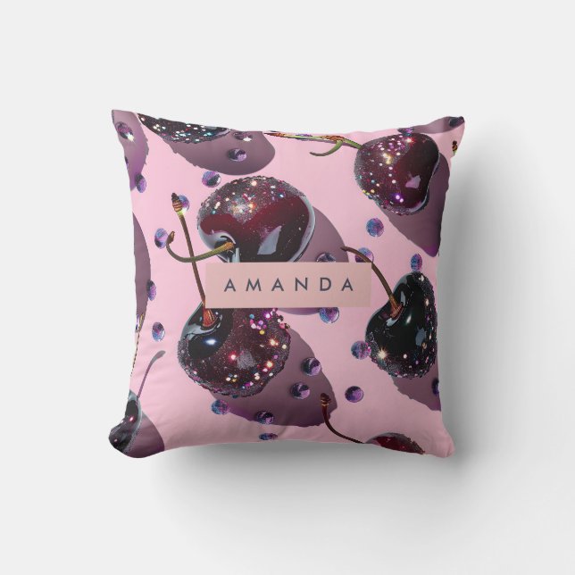 Personlig Glamör Gnistrande Körsbärsdesign Kudde (Framsida)