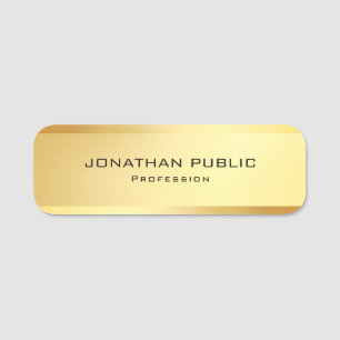 Personlig Glamoral Guld Modern Elegant Namnbricka