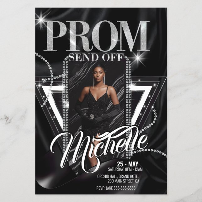 Personlig Glamous Diamond PROM SEND-OFF Party Flygblad (Framsidan)