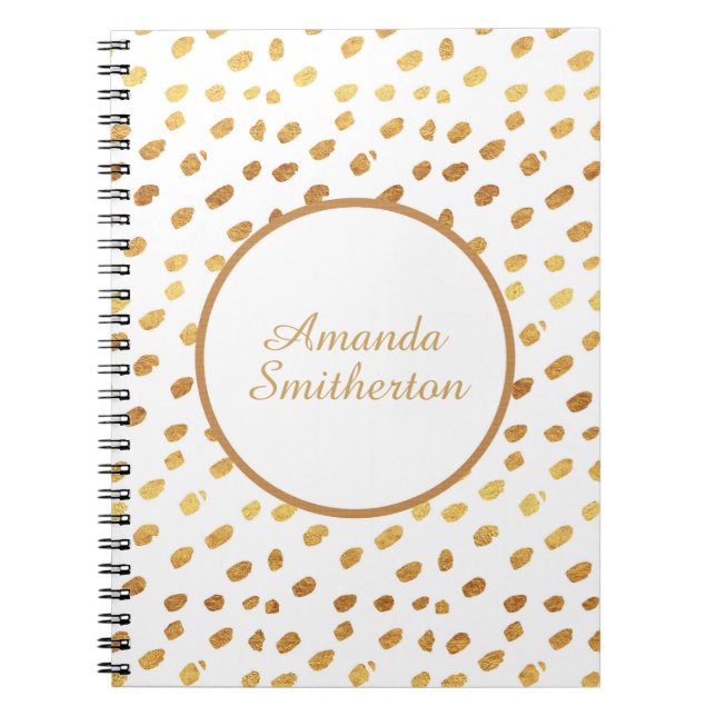 Personlig Glamous White Guld Monogram Anteckningsbok Med Spiral (Framsidan)