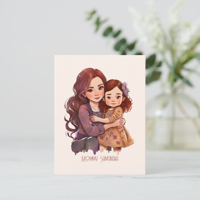 Personlig Glänsande Mor Och Dotter Vykort (Stående Fram)