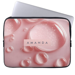 Personlig Glänsande Rosa Rodnad Vattendroppar Laptop Fodral