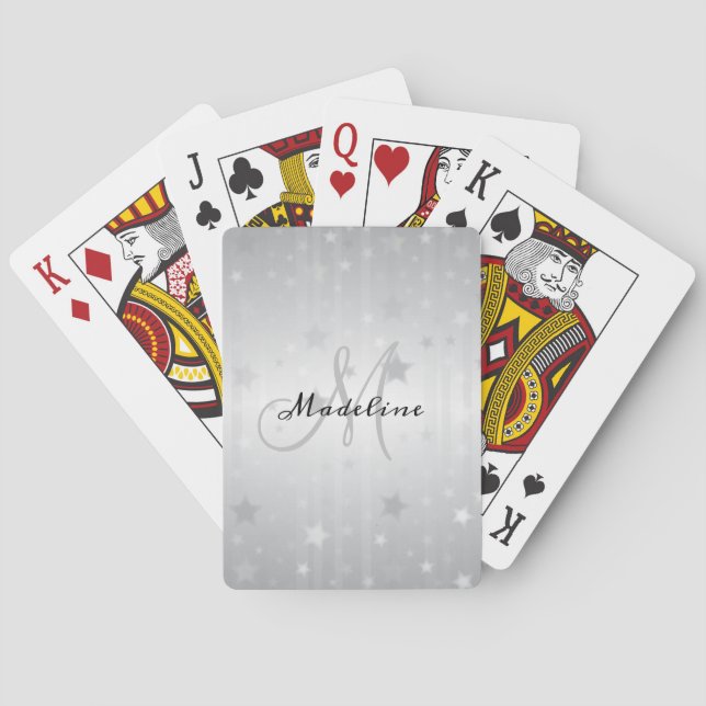 Personlig Glänsande Silver Stjärnmönsterad  Casinokort (Baksidan)