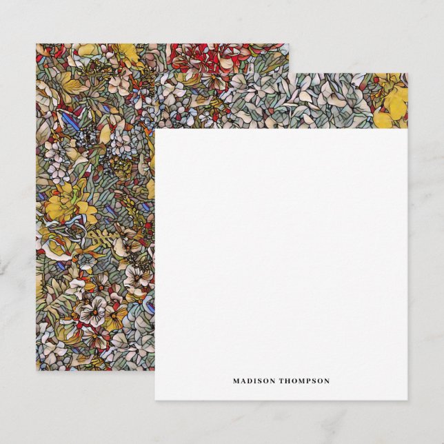 Personlig Glas Blommigt Journal Anteckningskort (Fram/baksida)