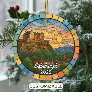 Personlig Glass Edinburgh, Skottland Julgransprydnad Keramik