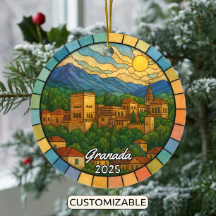 Personlig Glass Granada Ornament, Spanien Julgransprydnad Keramik