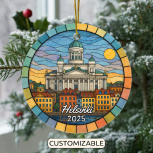 Personlig Glass Helsingfors, Finland Julgransprydnad Keramik