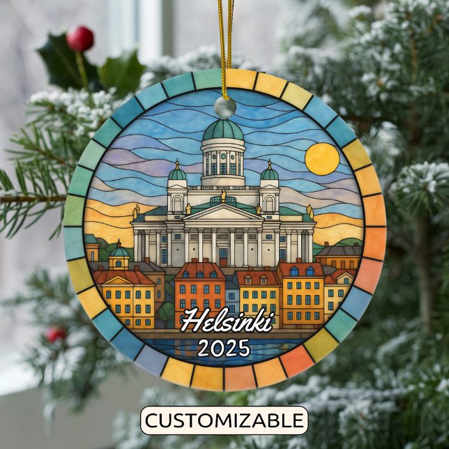 Personlig Glass Helsingfors, Finland Julgransprydnad Keramik (Skapare uppladdad)