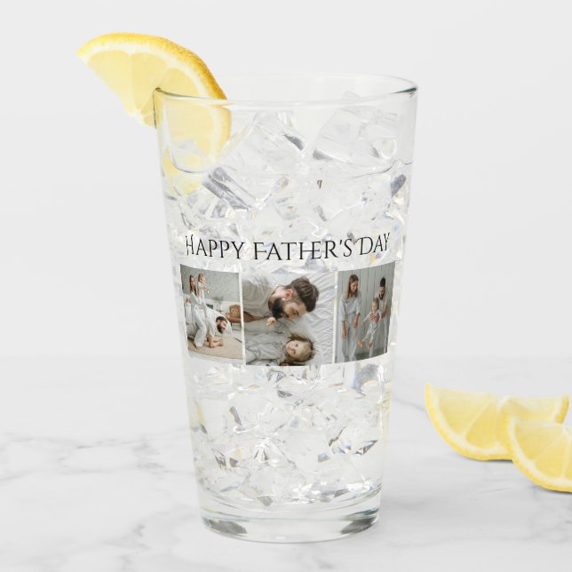 Personlig Glass Kopp med 3 foton och text (Framsida Ice)