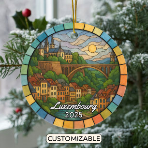Personlig Glass Luxemburg, Europa Julgransprydnad Keramik