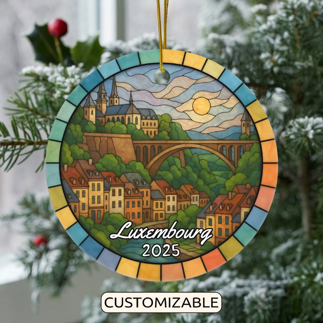 Personlig Glass Luxemburg, Europa Julgransprydnad Keramik (Skapare uppladdad)