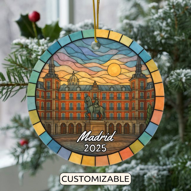 Personlig Glass Madrid Ornament, Spanien Julgransprydnad Keramik (Skapare uppladdad)