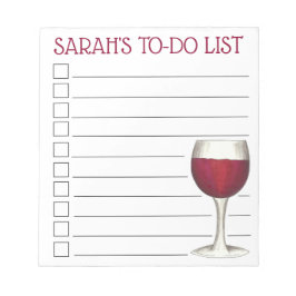 Personlig Glass of Red Vin to Do List Anteckningsblock