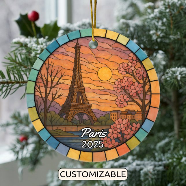 Personlig Glass Paris Ornament, Frankrike Julgransprydnad Keramik (Skapare uppladdad)