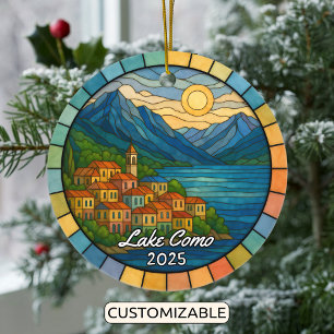 Personlig Glass Sjö Como, Italien Julgransprydnad Keramik