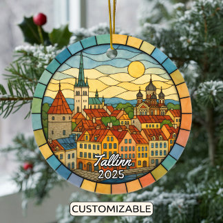 Personlig Glass Tallinn, Estland Julgransprydnad Keramik