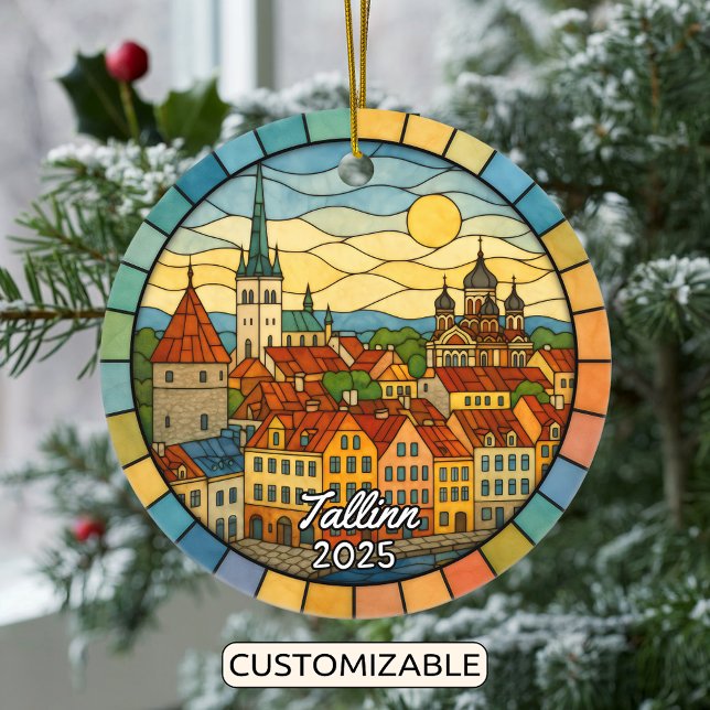 Personlig Glass Tallinn, Estland Julgransprydnad Keramik (Skapare uppladdad)