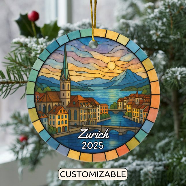 Personlig Glass Zürich, Schweiz Julgransprydnad Keramik (Skapare uppladdad)