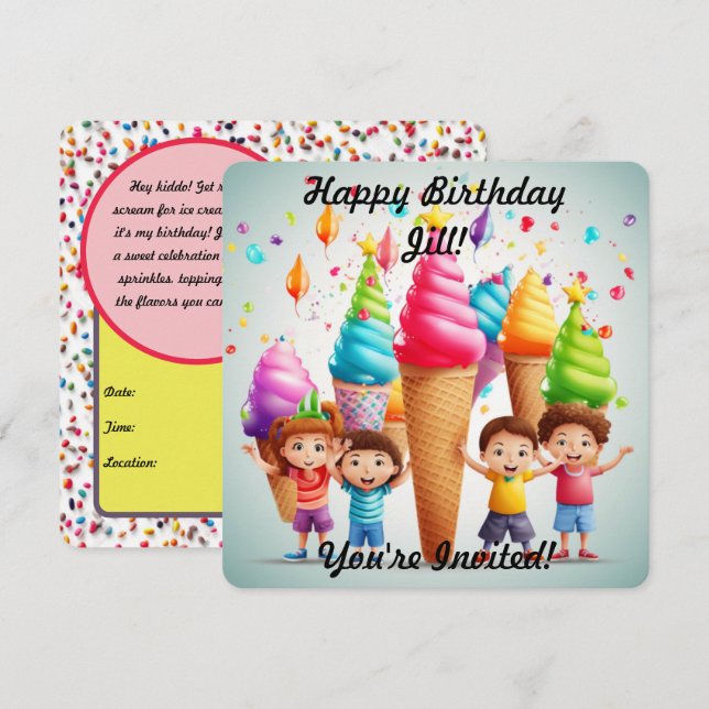 Personlig Glasskoninvitation Inbjudningar (Fram/baksida)