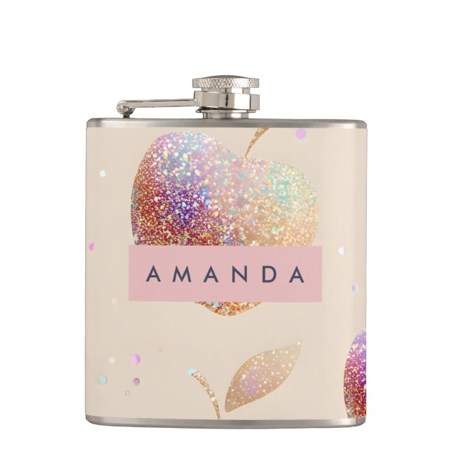Personlig Glitter Äpple Glitter Frukt Pastell Fickplunta (Framsidan)