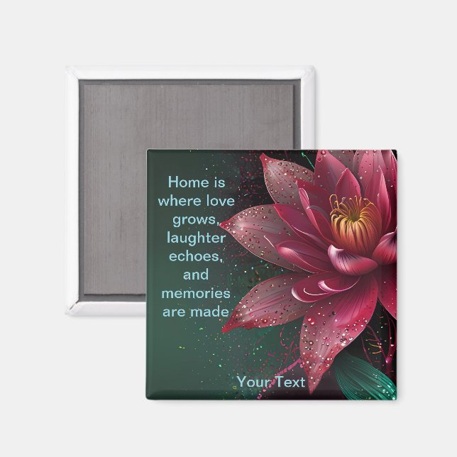 Personlig Glitter Flower Fridge Magnet (Front/Back)