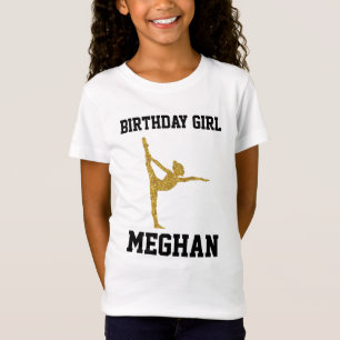 Personlig Glitter Gymnastics Birthday Girl T Shirt