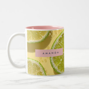 Personlig Glitter Lime Skiva Glitter Citrus Två-Tonad Mugg