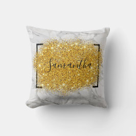 Personlig Glitter Marble Guld Cushion Kudde