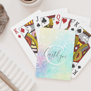 Personlig Glitter Pastel Bokeh Mönster Casinokort