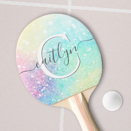 Personlig Glitter Pastel Bokeh Mönster Pingisracket