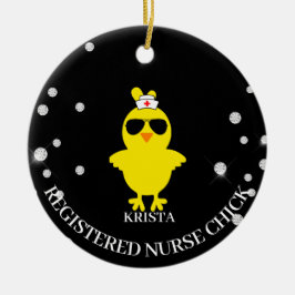 Personlig Glitter-registrerad sjuksköterska Chick Julgransprydnad Keramik