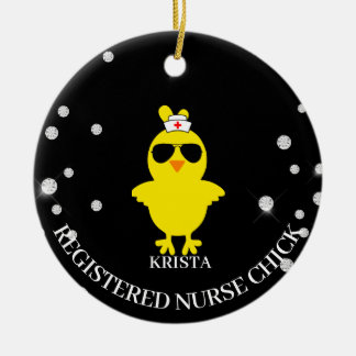 Personlig Glitter-registrerad sjuksköterska Chick Julgransprydnad Keramik