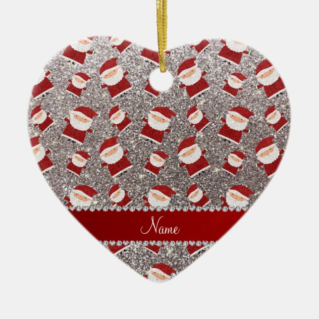 Personlig glitter santas julgransprydnad keramik (Framsidan)