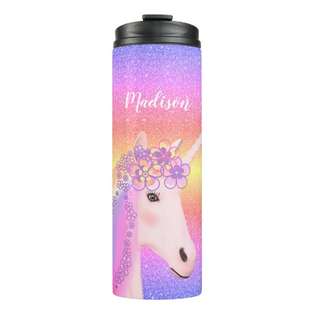 Personlig Glitter Unicorn Rainbow Kids (Framsida)