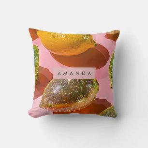 Personlig glittercitron citrusdesign kudde