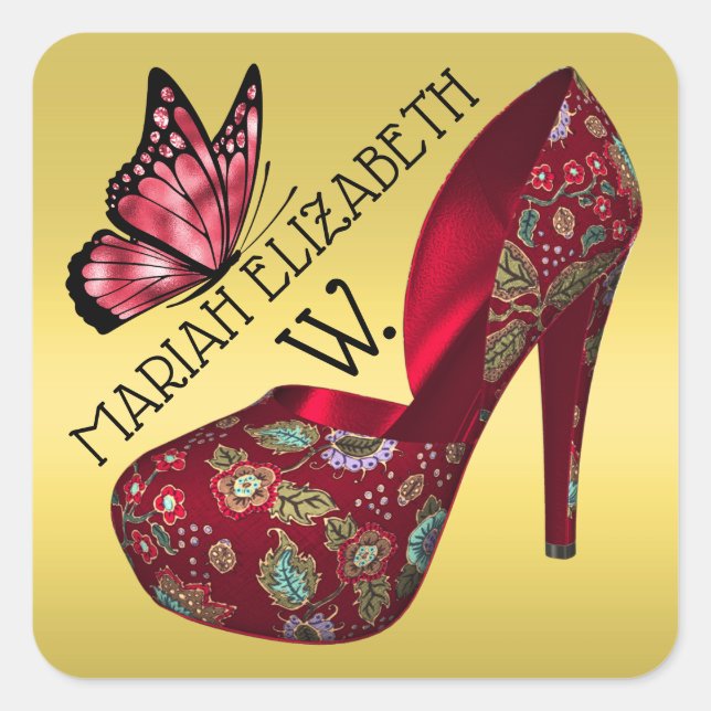 Personlig Glitterdekal Fyrkantigt Klistermärke (Framsida)