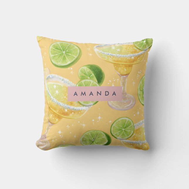 Personlig Glittermargarita & Lime Kudde (Framsida)
