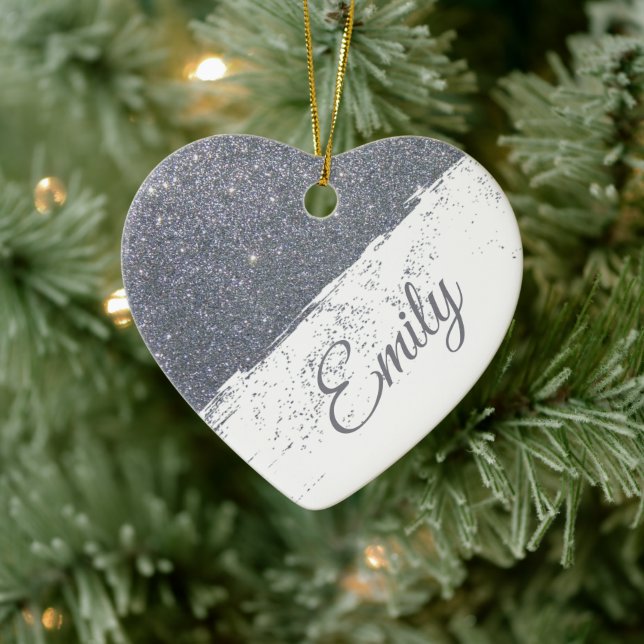 Personlig glitterstänk julgransprydnad keramik (Träd)