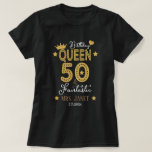 Personlig Glittery 50th Birthday Queen Womens T Shirt<br><div class="desc">Anpassa den här eleganten "50:e födelsedag drottning" kvinnosvart T-shirt-design. Du kan ändra eller ta bort namn/text efter behov. Klicka på Redigera design om du vill söka efter verktygen på den lämnat sidan och på högerna av designen. Du kan ändra teckensnittstyp, teckensnitt färg, storlekt teckensnitt och ändra namn/text om du vill....</div>