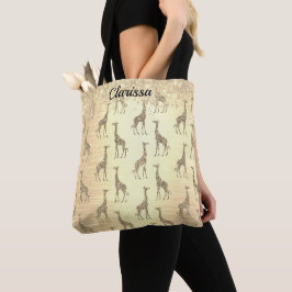 Personlig Glittery Giraffe on Metallic Guld Tygkasse