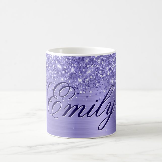 Personlig Glittery Periwinkle Foil Kaffemugg (Center)