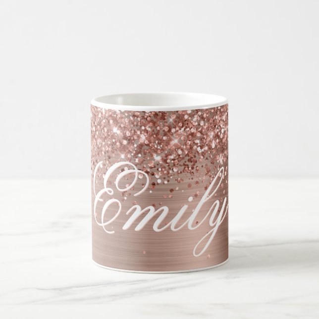 Personlig Glittrig Roséguld Folie Kaffemugg (Center)