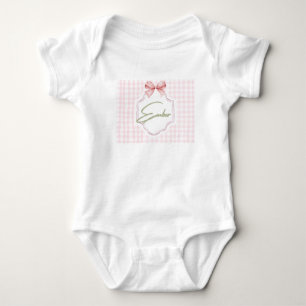 Personlig glödande småflicka-rummet Bow&Gingham T Shirt