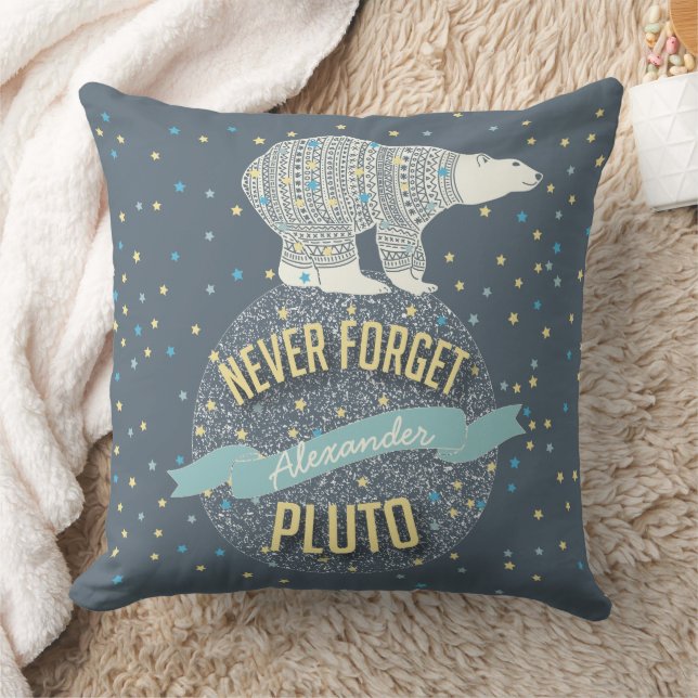 Personlig Glöm aldrig Pluto Polar Bear Kudde (Filt)